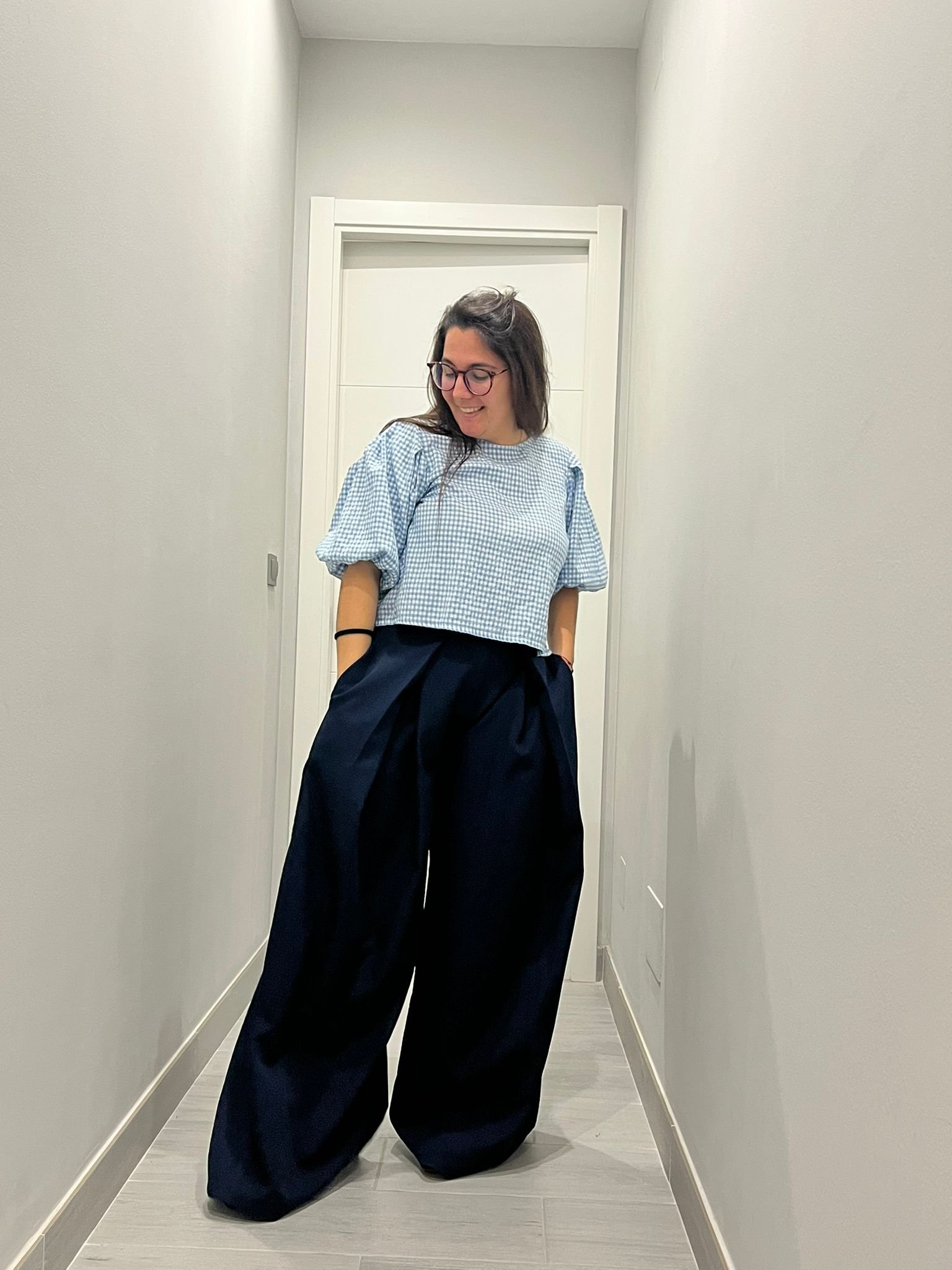 Camisa cuadros globo